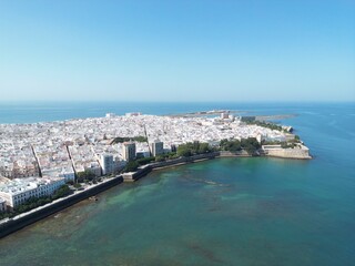 Cadiz city panoramic aerial view on peninsula in spain © Tororio Stock