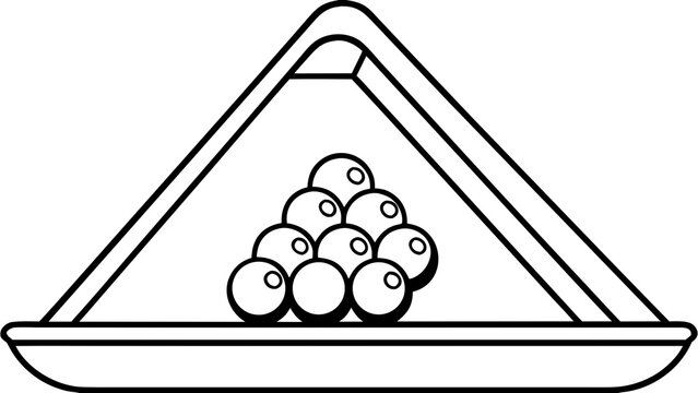 Pool balls arranged in triangle on table