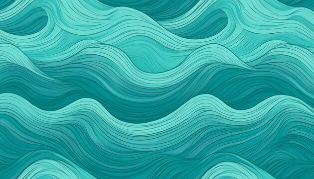 seamless pattern of turquoise waves with blunt ends design for backdrops with sea rivers or water texture
