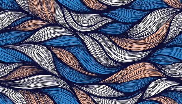 abstract seamless pattern of scribble waves hand drawn