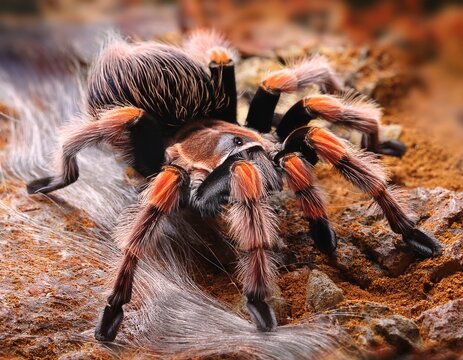 mexican redknee tarantula shedding it s skin brachypelma smithi