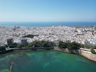 Cadiz city aerial view, old town, ocean, and bay © Tororio Stock