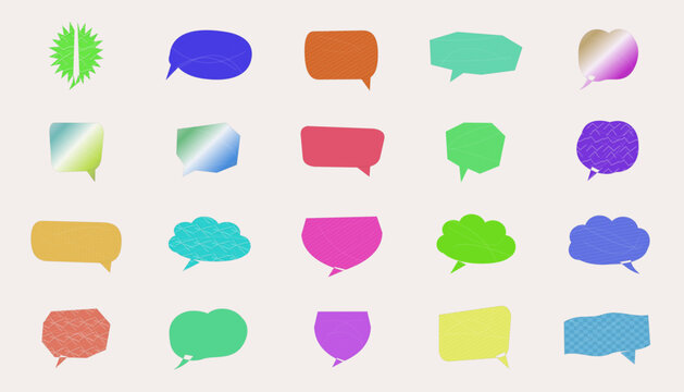 Colorful Speech Bubbles and Thought Balloons with Transparent Background Design Elements