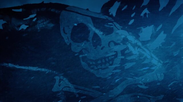 Battered Pirate Flag In Wind And Rain Slow Motion

