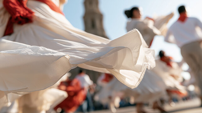 Vibrant Traditional Dancers Celebrating the Cultural Heritage and Spirit of Dia de La Raza Festival