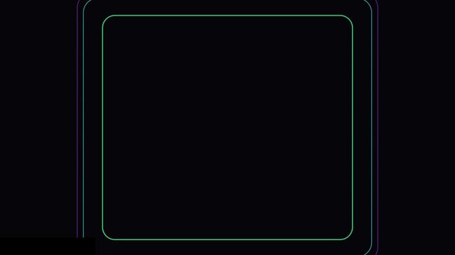 Abstract Glowing Neon Rounded Square Tunnel Animation - Infinite Color Changing Line Frame Motion Graphic Background for Tech Showcase, Border Overlay, and Cyberpunk Visuals