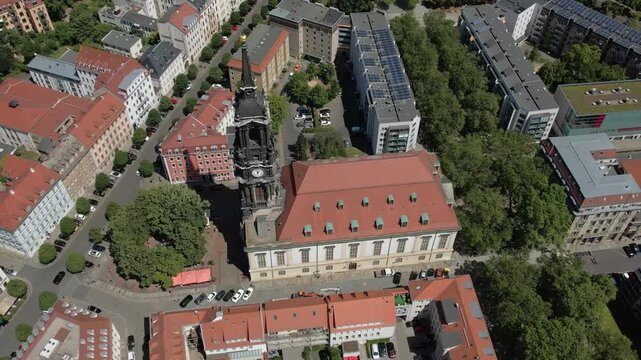 Aerial View of Dreikoenigskirche Church in Dresden