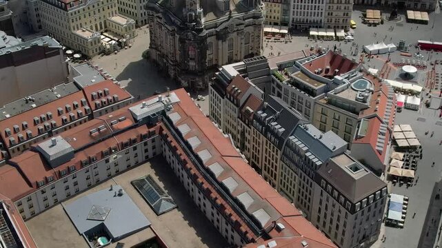 Aerial View of Frauenkirche Dome in Dresden Germany