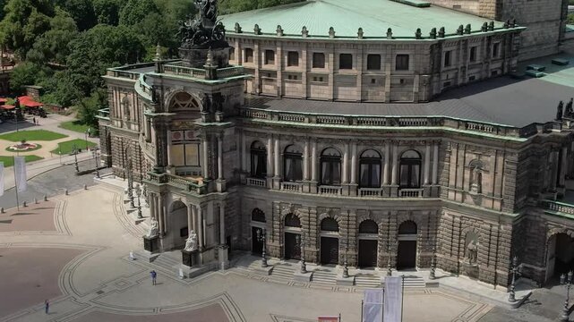 Aerial view of Semperoper opera house in Dresden Germany