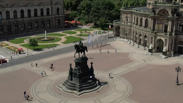Aerial view of Theaterplatz and Semperoper in Dresden