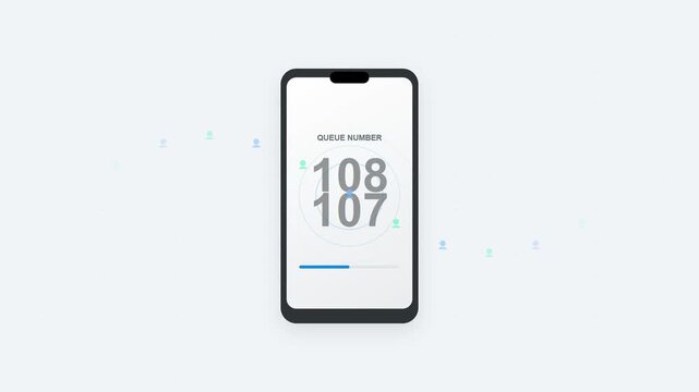 Digital Queue Number Counter on Smartphone Screen