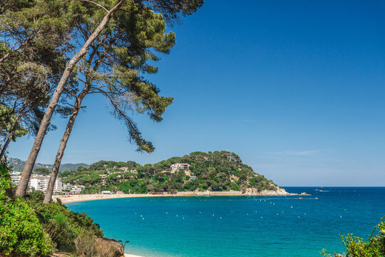 Coastal bay and turquoise sea in Lloret de Mar on Costa Brava