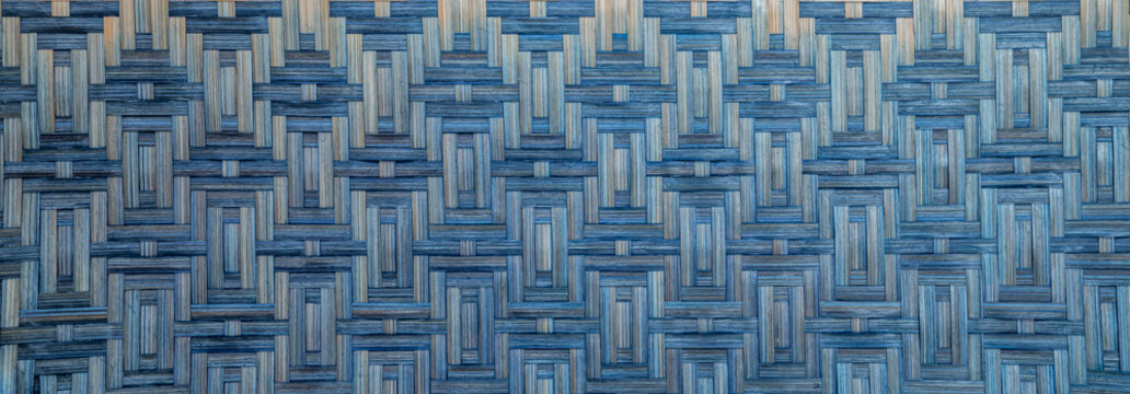 Panoramic Traditional Thai Bamboo Weave Wall Texture Background.
