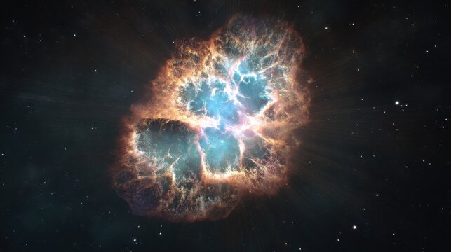 Radiant supernova explosion emitting glowing nebula gases across deep space