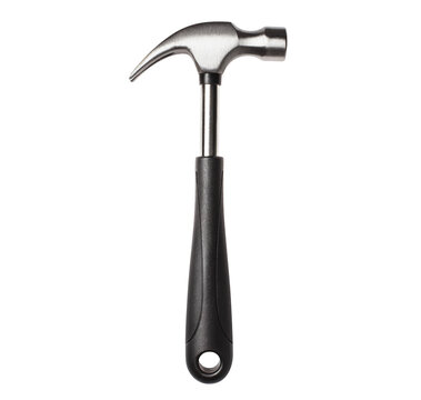 Claw hammer with black handle, isolated on transparent cutout background