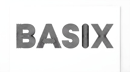 Fototapeta premium Modern Typography Design – BASIX Word in Geometric Line Pattern on White Background