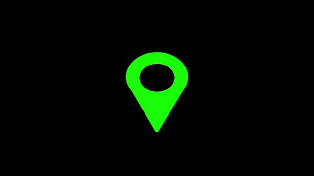 Map pointer icon set with pin symbols for navigation and location markers black background representing location and navigation 4k video...