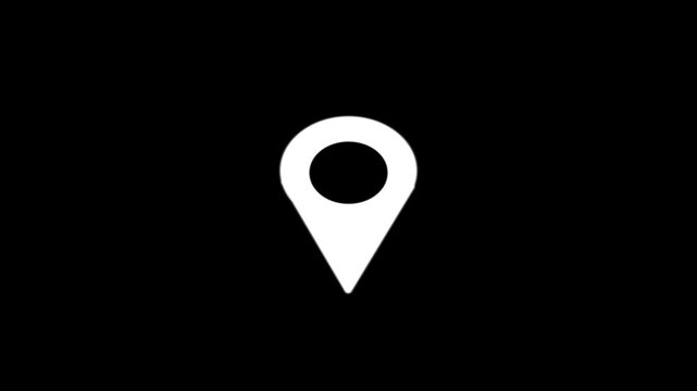 Map pointer icon set with pin symbols for navigation and location markers black background representing location and navigation 4k video...