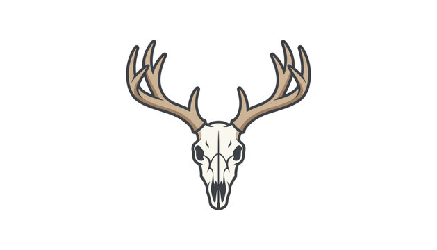  Deer Skull Vector Mascot Icon with Large Antlers for Hunting Clubs, Outdoor Apparel, Wilderness Brands, Tattoos, and Logo Designs