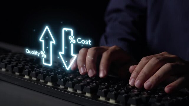 Business concept showing cost reduction and quality increase using Lean, Six Sigma, and Total Quality Management (TQM) to enhance efficiency, value, and customer satisfaction. Muxer