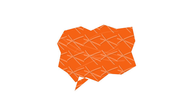 Orange speech bubble comment with geometric mesh pattern