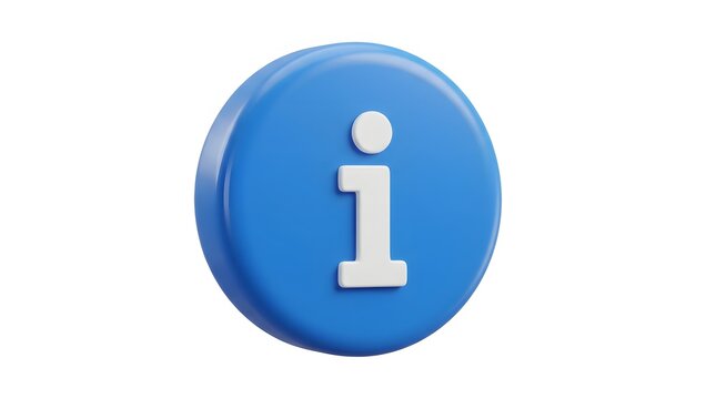 3d information icon button with a white letter i sign isolated on a plain background for digital interface design and web help support symbols