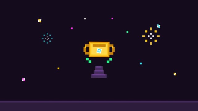 Space Trophy Celebration Pixel Art Video.