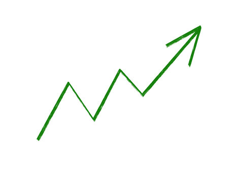 Green zigzag upward arrow growth progress financial chart png transparent background