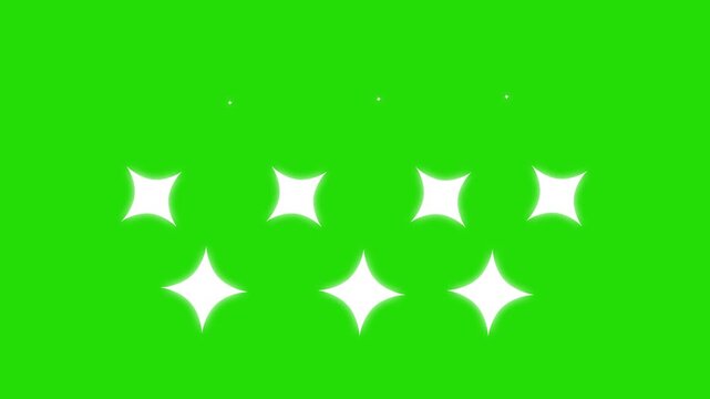 Twinkle glowing stars at starry night On green screen background. Abstract animation of glowing blinking Stars, shiny, blasts, template Stars Animation,alpha channel 4k video