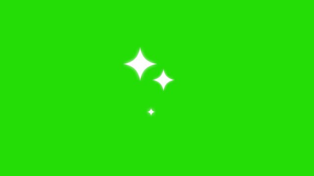 Star twinkling, blinking, blast, elements, star falling dawn for glitter effects on green background. Twinkle light glitter stars sparkling, Star twinkling for festive holiday event. 4K