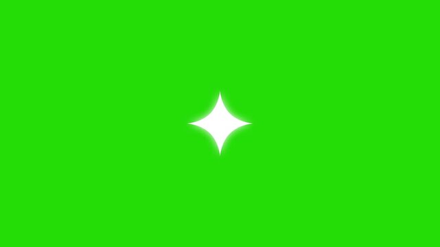 Star twinkling, blinking light effect on green background. Twinkle light glitter stars sparkling, Star twinkling for festive holiday event. Glowing shiny, blast, elements, 