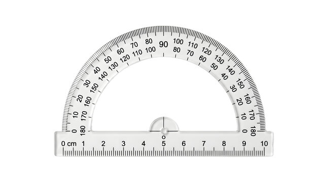 Clear plastic protractor isolated transparent png for geometry and technical drawing
