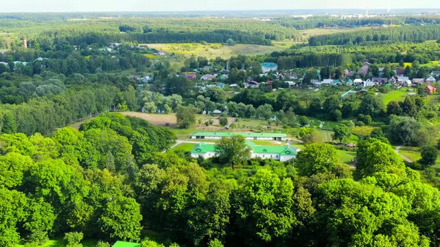 Yasnaya Polyana, Russia. Lev Nikolaevich Tolstoy was born and lived most of his life in Yasnaya Polyana. Drone footage, Point of interest