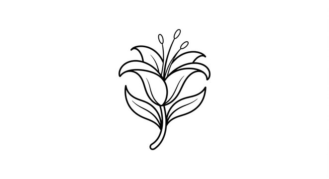 Minimalist lily flower line art illustration on a clean white background