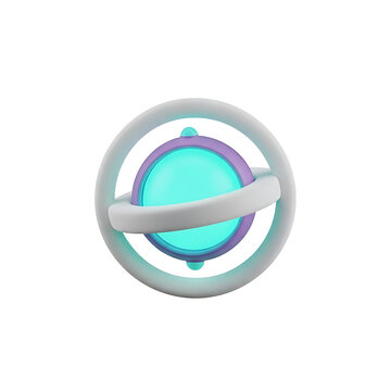 Abstract futuristic 3d sphere with orbital rings on white background