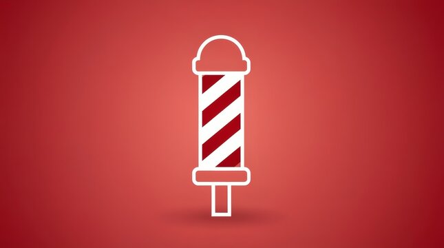 Barber pole icon features red diagonal stripes on a dark red backdrop.