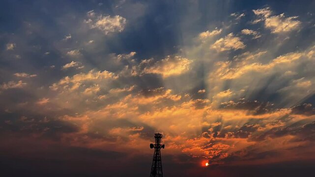 ed and Orange Clouds During Morning Sunrise Timelapse