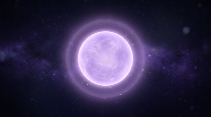 Fototapeta premium Lavender glowing orb with a soft halo ring in deep space