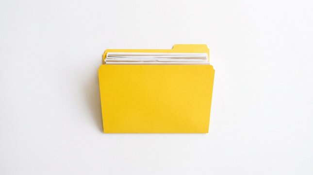 Yellow file folder with documents office supplies documents organization