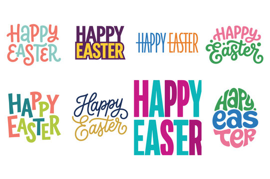 Vibrant happy easter lettering pack includes pink and green creative fonts for egg hunting