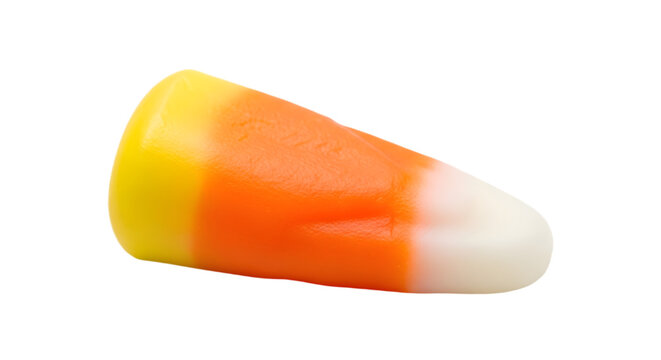 Single piece of candy corn isolated on transparent background