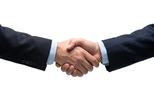Close Up of Two Businessmen Shaking Hands Isolated on White Background