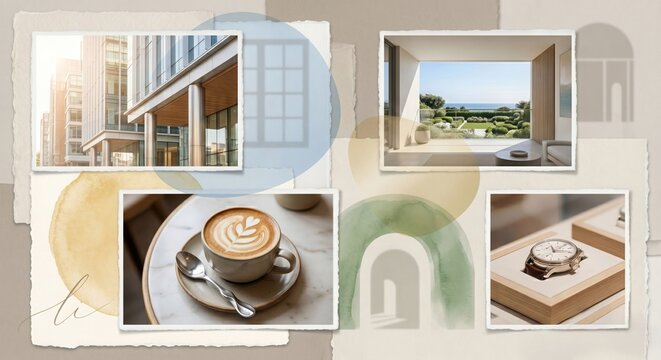 Luxury Travel and Modern Hospitality Collage representing High End Resort Architecture and Fine Living