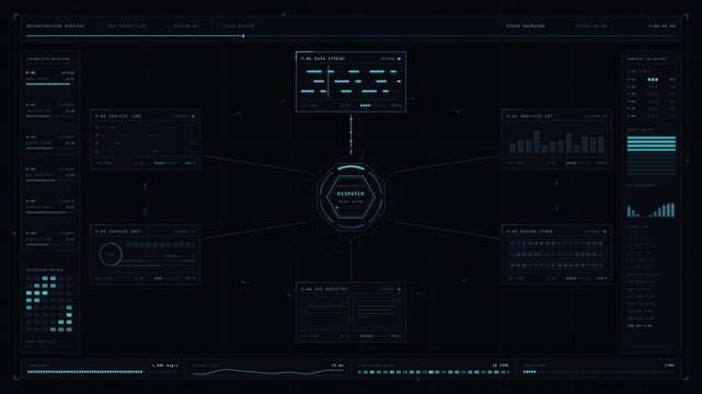 An autonomous AI agent coordinates multiple abstract digital tools in a dark-mode enterprise visualization, showcasing seamless integration and workflow automation in a cinematic style.