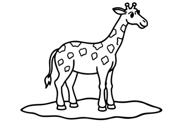 Naklejka premium Cartoon giraffe standing on grass patch