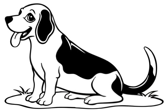 Cartoon beagle dog sitting happily