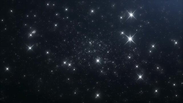Floating glowing particles in dark cosmic space