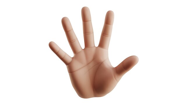 Human hand with spread fingers, isolated on transparent background