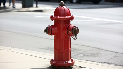 Fototapeta premium Red fire hydrant emergency equipment for firefighting and water supply