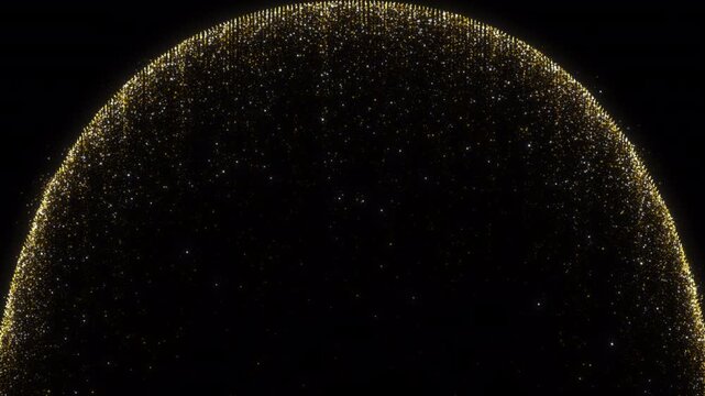 Golden particle dome arch frame animation on transparent background